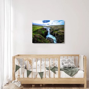 Tablou pe sticlă - Cascada intre stânci (70x50 cm)