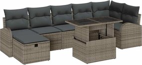 vidaXL Set de canapele pentru grădină cu pernă 8 pcs Gri Rattan poli