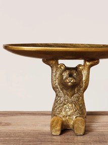 Tavă decorativă urs auriu, din aluminiu și cositor, H18 cm, Bear