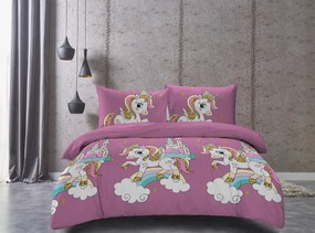 Lenjerie de pat pentru copii din microfibra violet, UNICORN Dimensiune lenjerie de pat: 2 buc 70 x 90 cm | 200 x 220 cm