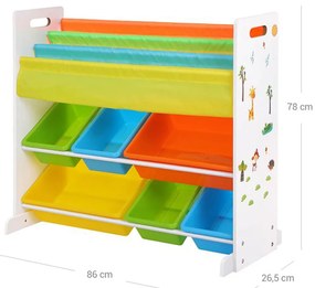 Organizator pentru camera  copiilor  Cu 6 cutii din plastic si rafturi Polipropilena Multicolor