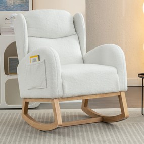 Scaun balansoar modern cu husă din material Teddy, Alb | Aosom Romania