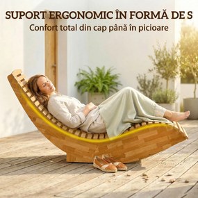 Outsunny Set de 2 Balansoare de Exterior, Șezlonguri Pliabile Ergonomice din Lemn de Acacia, Natural. | Aosom Romania