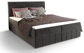 Pat matrimonial Boxspring 140 cm Barack (gri deschis) ( cu saltea și sp. depozitare). 1046379
