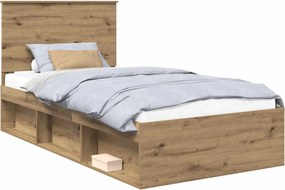 vidaXL Cadru de pat Stejar artizanal 100 x 200 cm Lemn de pin masiv