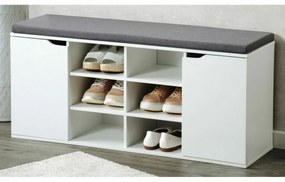 Raft pentru pantofi cu scaun Kesper 15918, alb,103 x 48 x 30,5 cm