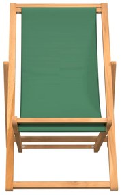 Scaun de plaja pliabil, verde, lemn masiv de tec 1, Verde, 56 x 105 x 96 cm