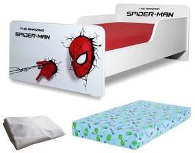 Pat Start Spiderman 2-8 ani + saltea 140x70x12 cm + husa impermeabila