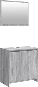 vidaXL Set mobilier de baie, 2 piese, gri sonoma, lemn prelucrat