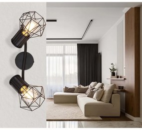 Aplica de perete / tavan cu 2 spoturi design industrial PRISKA negru
