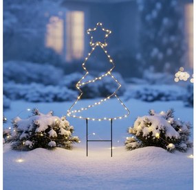 Brilagi - Pom de Crăciun luminos pentru exterior, LED, alimentare 3xAA, IP44, 68x29 cm