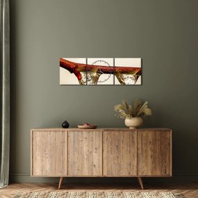 Tablou cu picături de apă pe creangă (cu ceas) (90x30 cm)