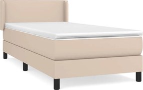 vidaXL Pat box spring cu saltea, cappuccino, 80x200 cm piele ecologică