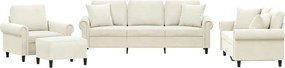 vidaXL Set de canapele cu perne, 4 piese, crem, catifea