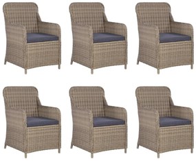 3057796 vidaXL Set mobilier de exterior, 7 piese, maro, poliratan