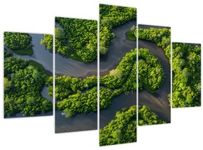 Tablou - Peisaj forestier cu râu (150x105 cm)