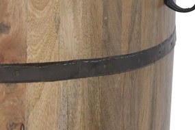 Masă bar din lemn masiv de mango în formă de butoi cu metal, 90×90×101 cm, „Barrel”