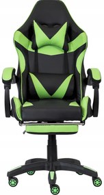 Scaun ergonomic pentru jocuri CLASSIC cu suport pentru picioare verde