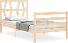 vidaXL Cadru de pat cu tăblie single mic, lemn masiv