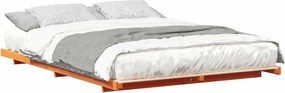 vidaXL Cadru de pat de podea Maro ceruit 140 x 210 cm