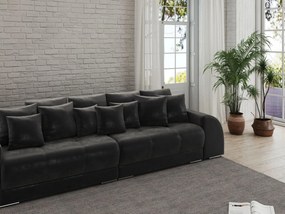Canapea extensibilă dumonde cu 2 lăzi de depozitare si sezut confortabil din spuma high-density, Verona Madagaskar Black 310x100 cm