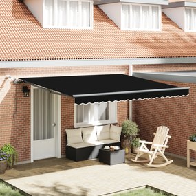 vidaXL Marchiză retractabilă automată cu LED neagră 400x300 cm