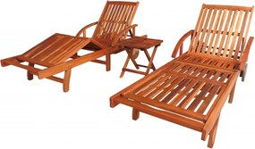 vidaXL Șezlonguri cu masă, 2 buc., lemn masiv de acacia