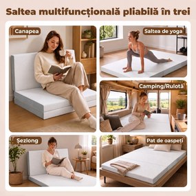 HOMCOM Saltea Pliabilă 195x120cm, 10cm, Husă Lavabilă, Ideală pentru Oaspeți/Camping, Gri | Aosom Romania