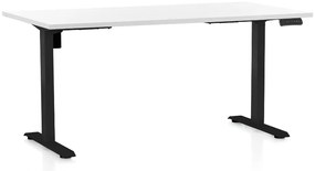 Masa inaltime reglabila OfficeTech B, 160 x 80 cm, bază neagră, alb
