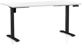 Masa inaltime reglabila OfficeTech B, 160 x 80 cm, bază neagră, alb