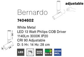 Spot LED aplicat, directionabil BERNARDO alb NVL-7404602
