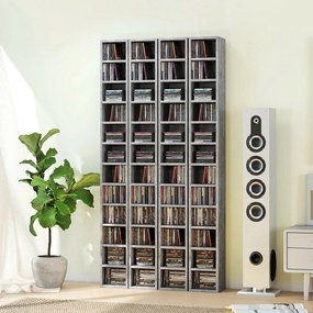 HOMCOM Raft Bibliotecă Pentru CD-uri cu 12 Polițe pentru 204 CD-uri, din MDF și PAL, 21 x 20 x 175 cm, Gri | Aosom Romania
