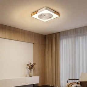 Brilagi-LED Lampă cu ventilator, reglabilă, LED/30W/230V 3000-6500K, alb/stejar + telecomandă