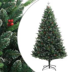 vidaXL Pom de Crăciun artificial cu balamale cu fructe roșii 150 cm