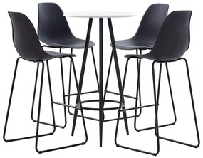 vidaXL Set mobilier de bar, 5 piese, negru, plastic