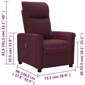 Fotoliu rabatabil electric, violet, material textil