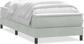 vidaXL Pat box spring cu saltea, gri deschis, 90x210 cm, catifea