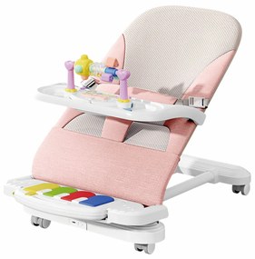 Balansoar pentru Bebeluși cu Pedale Muzicale, Tavă Detașabilă și Roți 360⁰ - Premium Baby BLC-28-roz