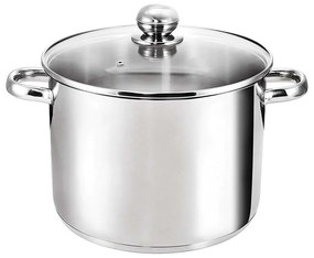 Set Vase Gătit din Inox, 10 Piese, Capacități 11 - 4.3 Litri, Bază 3 Straturi (Inducție), Capace din Sticlă Termorezistentă