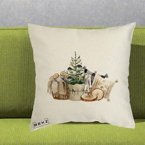 Perna Decorativa Colt Cozy de Craciun Boho, 40x40 cm, Ecru, Husa Detasabila, Perna Inclusa, BEKZ®