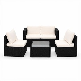 Set mobilier de grădină din ratan Avenberg PRAIA negru/bej