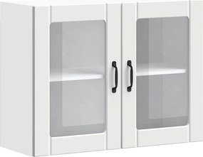 vidaXL Dulap de bucătărie cu ușă sticlă „Lucca” lemn prelucrat alb