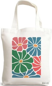 Sacosa de Panza pentru Cumparaturi, Geanta Tote Boho Style 12, 38x34.5 cm, Alba, BEKZ®