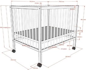Țarc pentru copii maro din lemn de fag 95x75 cm Dino – Vipack