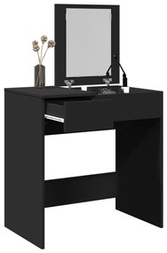 vidaXL Masă de toaletă cu oglindă, negru, 73x46,5x120 cm