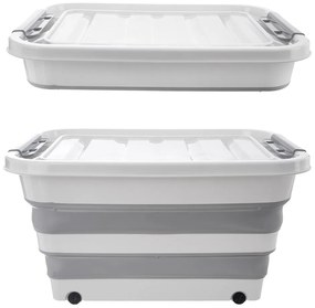 Cutie de depozitare albă/gri din plastic cu capac 54x39x28 cm Kemp – Orion