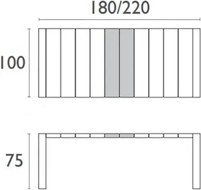 Masa Margo terasa, extensibila 180/ 100 cm, polipropilena - GRI ANTRACIT