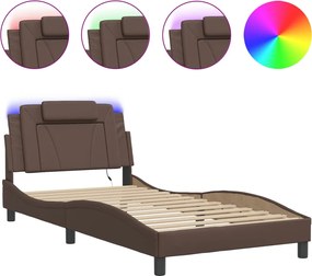 vidaXL Cadru de pat, Viana, cu LED fără saltea, maro, 100x200 cm