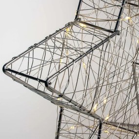 Steaua metalică de Crăciun cu efect 3D - gri, 25 LED-uri