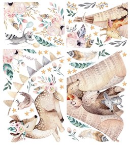 Autocolante de perete pentru camera copiilor Ambiance Rabbits Woodland